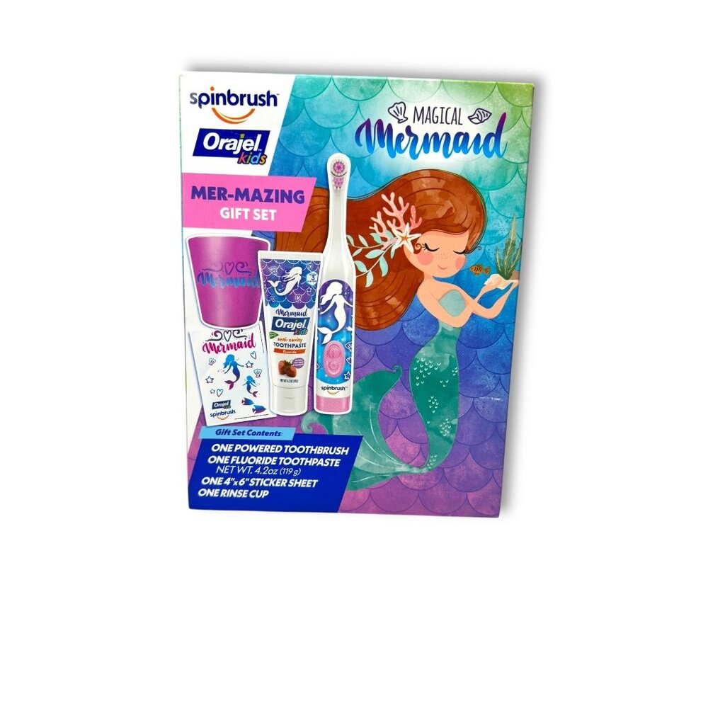 Orajel Kids Magical Mermaid Mer-Mazing Gift Set Toothbrush Toothpaste Rinse Cup